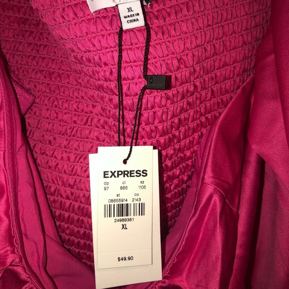 EXPRESS x Ladygang Hot Pink Chiffon Top- NWT - Picture 11 of 16